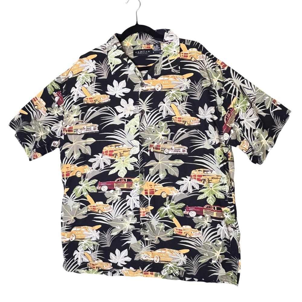 Cactus Black Label Hawaiian Shirt Men XL Tropical Woody Tiki Island Coastal Vibe